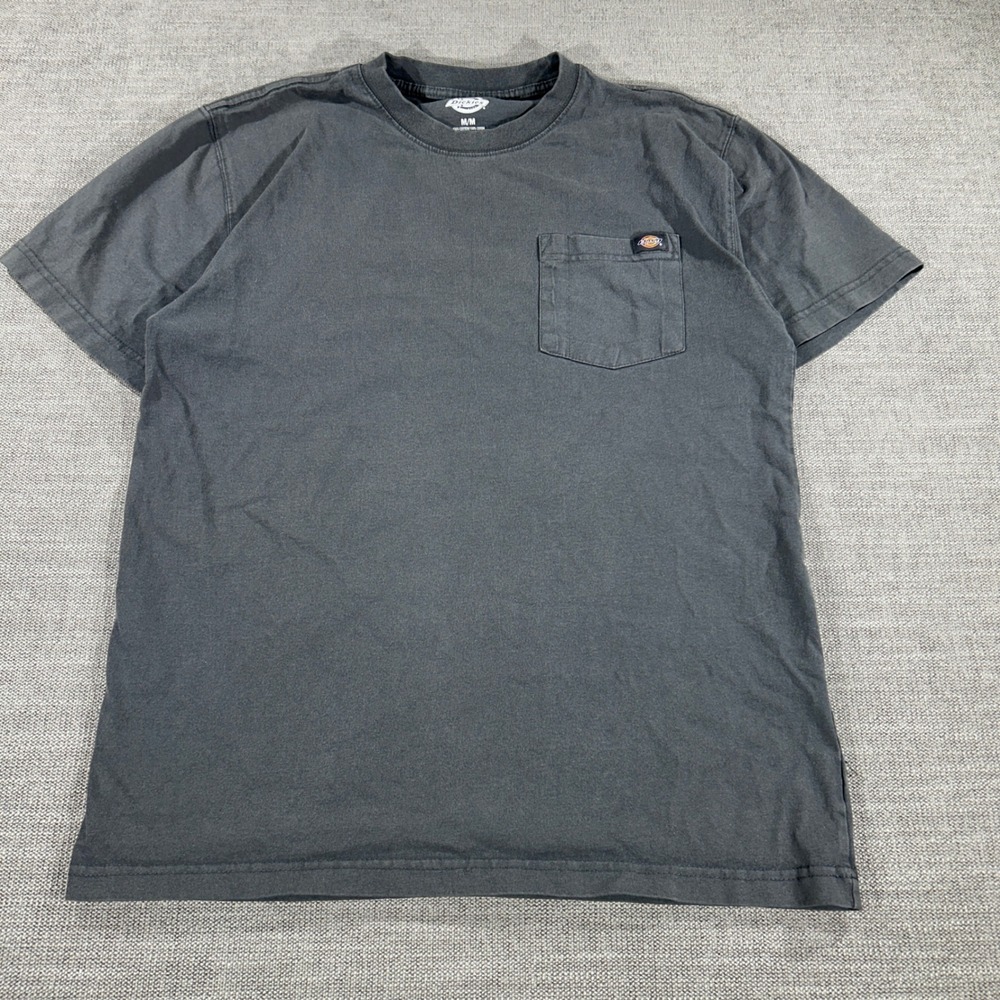 Dickies Pocket T-Shirt Mens Medium Faded Black Good Short Sleeve Workwear‎ Tee